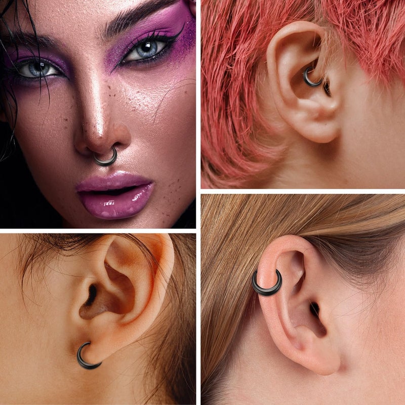 FUNLMO Store 316L Surgical Steel Septum Ring Nose Ring Hoop Hypoallergenic Daith Cartilage Conch Tragus Rook Earlobe Piercing Jewerly for Women Men - Image 5